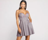 Aline Woven Glitter Lace Up Party Dress