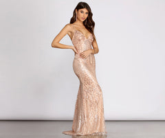 Clarita Lace Up Back Embroidery Sequin Dress