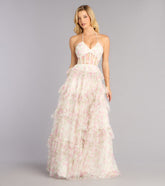 Lynn Floral Swiss Dot A-Line Ball Gown
