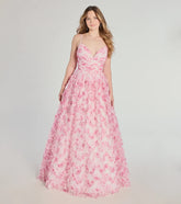 Caitlyn Lace-Up Rose Floral A-Line Formal Dress