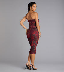 Love Struck Floral Mesh Midi Tube Dress
