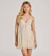 Love Of Details V-Neck Lace-Up Skater Dress
