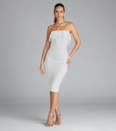 Effortless Beauty Strapless Ruffled Lace Midi Dress