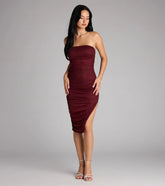 Shimmering Allure Glitter Tube Midi Dress