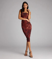 Chic Glimpse Floral Tube Midi Dress