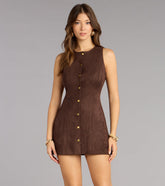 Rustic Charm Faux Suede A-Line Mini Dress