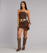 Desert Heat Faux Suede Strapless Mini Dress