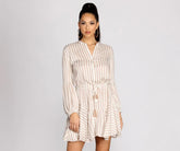 Stylish In Stripes Tassel Waist Tie Mini Dress