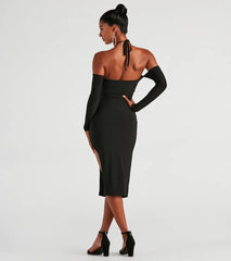 Alluring Trendsetter Halter Midi Dress