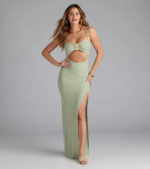 Vacay Mode Buckle Cutout Slit Maxi Dress