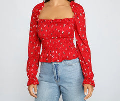 So Sweet Ditsy Floral Smock Top
