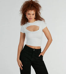 Playful Vibes Cutout Crew Neck Crop Top