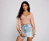 Falling For Florals Puff Sleeve Crop Top