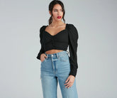 Chance For Romance Chiffon Puff Sleeve Top