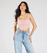 Beauty So Demure Lace-Up Corset Top