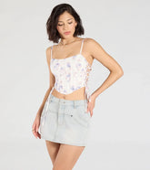 Flirty Nature Floral Lace-Up Corset Top
