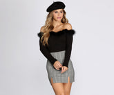 Off The Shoulder Marabou Crop Top