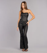 Night Out Faux Leather Corset Jumpsuit