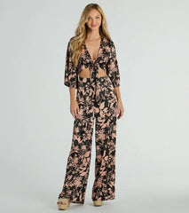 Flawless Floral High Rise Wide-Leg Satin Pants