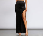 Glitter Velvet Maxi Skirt