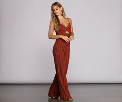 Zero In Keyhole Striped Jumpsuit
