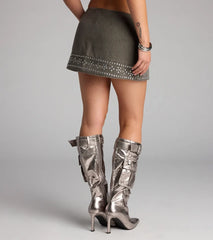 It-Girl Energy Studded Denim Mini Skirt