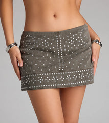 It-Girl Energy Studded Denim Mini Skirt