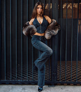 Dark Rose Drama Low-Rise Jeans