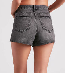 Just Slayin' High Rise Cut Off Denim Shorts