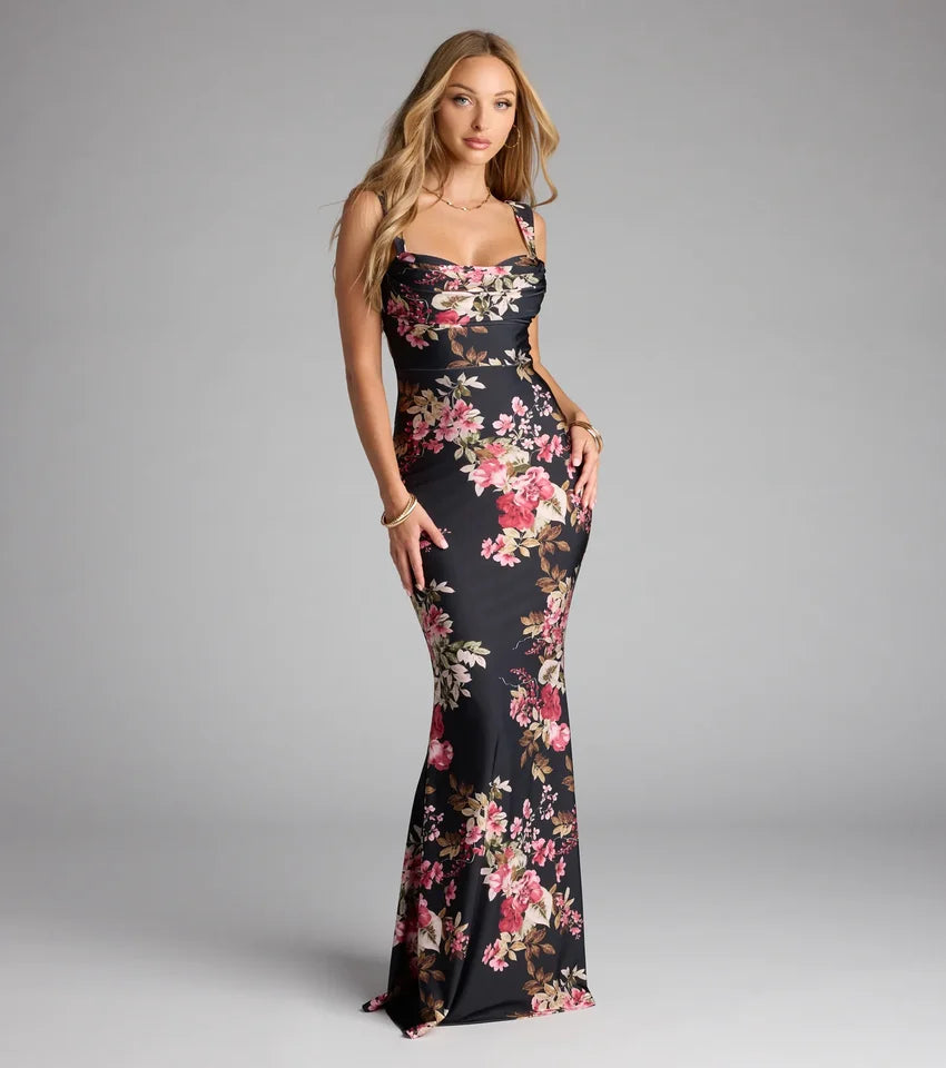 Emily Floral Cutout Mermaid Formal Dress