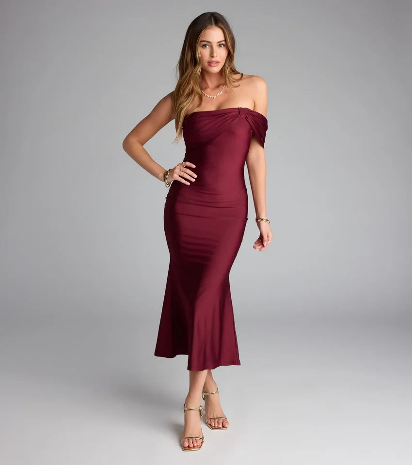 Always Chic One-Shoulder Midi Dress