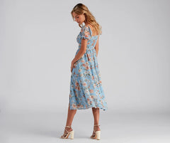 Life's A Breeze Floral Cutout Midi Dress