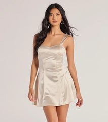 Chic Darling Sweetheart Satin Skater Dress