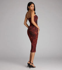 Chic Glimpse Floral Tube Midi Dress