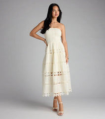 Lovely Day Eyelet A-Line Midi Dress