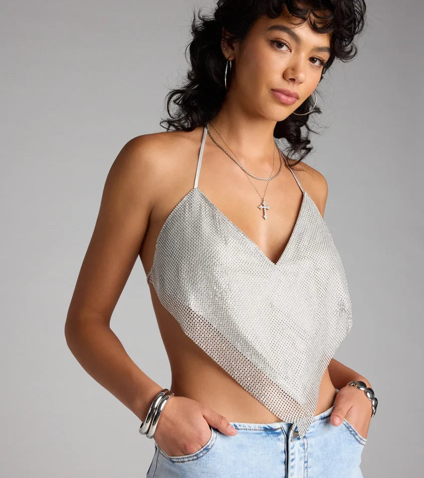Certified Scene Stealer Rhinestone Chainmail Top