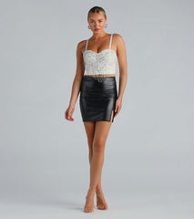 I'm The Catch Sequin Rhinestone Fringe Bustier