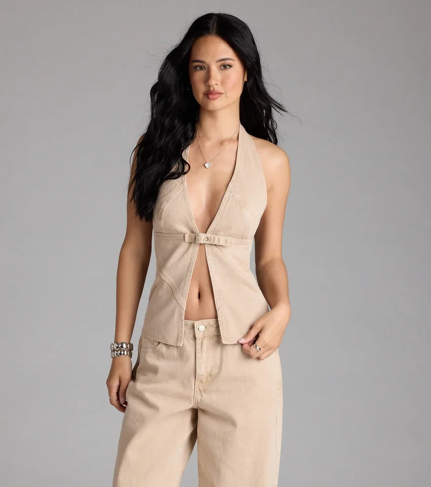 Fresh Vibes Denim Halter Top