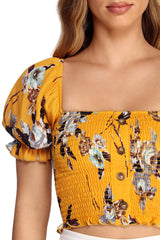 Floral Smock Down Crop Top
