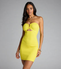 Glow Getter Strapless Cutout Mini Dress
