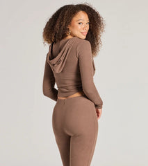 Feelin' Comfy Ribbed Knit Fitted Hoodie