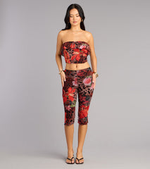Wild Bloom Leopard And Floral Print Carpi Pants